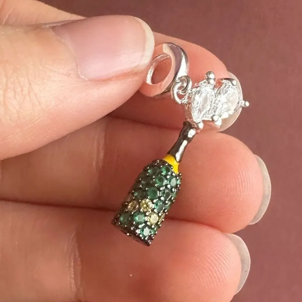 NWOT Champagne Bottle Silver 925 Charm